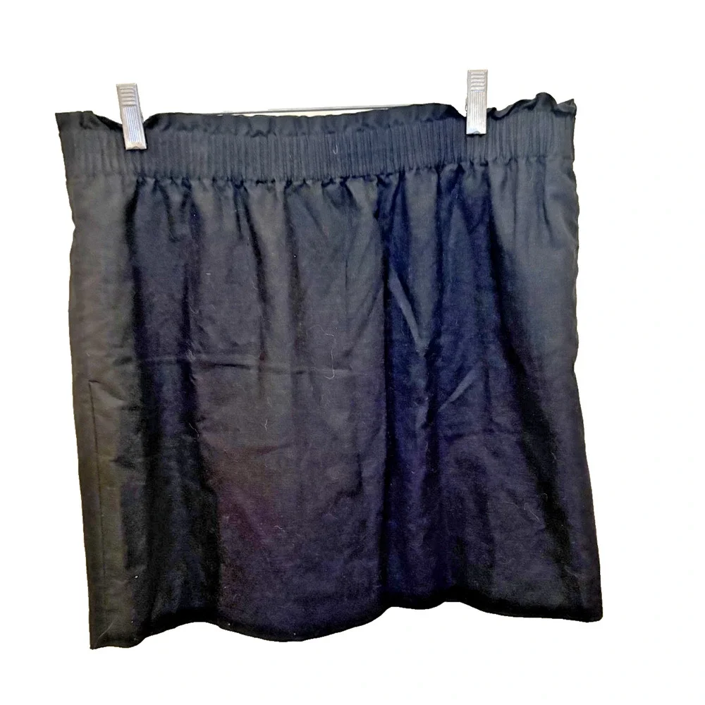 J.Crew Women's Skirt Pull On Linen Blend Mini Elastic Waist Pockets Black Sz. 14